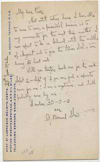 Shaw Writes To A Prominent Jewish-American Author: “I Now Expect To Be In Ireland Until The Middle Of August And To Give The Fabian S.S. A Turn…I Am A Vegetarian”