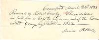 HANDWRITTEN RECEIPT TO ROBERT CROSBY FOR $3 PAYMENT "IN FULL FOR A LEAP TO HIS MARE OUT OF THE HORSE CALLED YOUNG HIGHLANDER IN 1822 HANDWRITTEN RECEIPT TO ROBERT CROSBY FOR $3 PAYMENT "IN FULL FOR A LEAP TO HIS MARE OUT OF THE HORSE CALLED YOUNG HIGHLANDER IN 1822