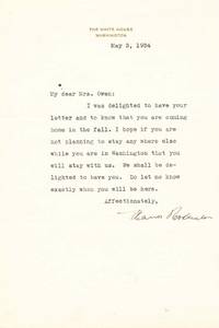 First Lady Eleanor Roosevelt Writes To The American Ambassador To Denmark, Ruth Bryan Owen