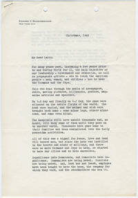 After World War II, Rickenbacker calls for an end to the hatred the war fostered
