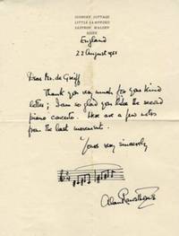 Autograph letter signed to the Colombian musicologist Otto de Greiff