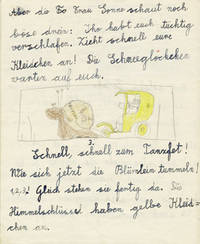 Young German Student's Composition Book, with colored pencil drawings and stories