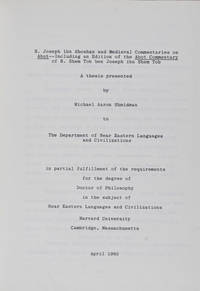 R. Joseph ibn Shoshan and Medieval Commentaries on Abot-Including an Edition of the Abot Commentary of R. Shem Tob ben Joseph ibn Shem Tob: A thesis presentedÖin partial fulfillment of the requirements for the degree of Doctor of Philosophy