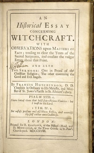 An historical essay concerning witchcraft