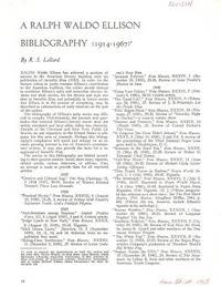 A RALPH WALDO ELLISON BIBLIOGRAPHY (1914-1967) A RALPH WALDO ELLISON BIBLIOGRAPHY (1914-1967)