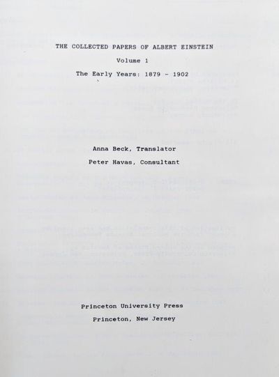 Image for The Collected Papers of Albert Einstein…Anna Beck, Translator; Alfred Engel, Translator….