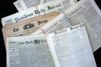 Group of Civil War-era newspapers reporting on Judah P. Benjamin