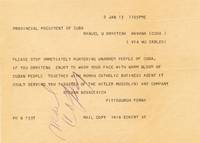 A Telegram From The Musician Stephen Kovacevich To The Cuban President Manuel Urrurita In 1959: “Please Stop Immediately Murdering Unarmed People Of Cuba”