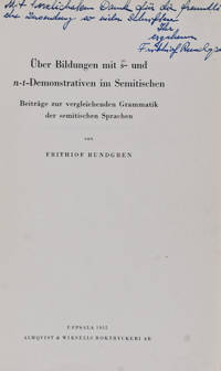  U b e r   B i l d u n g e n   m i t  s -   u n d   n -   t -   D e m o n s t r a t i v e n   i m   S e m i t i s c h e n . Beitr‰ge zur vergleichenden Grammatik der semitischen Sprachen [INSCRIBED BY AUTHOR; FROM THE PERSONAL LIBRARY OF WOLF LESLAU]