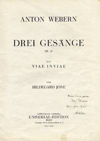 Drei Ges&auml;nge Op. 23 [Subtitle]: Aus Viae Inviae von Hildegard Jone