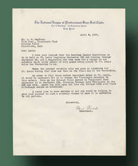 To accommodate the delegates to the American Legion Convention meeting in St. Louis four days in September, National League President Ford Frick proposes a change in the league schedule to Cincinnati VP L.S. MacPhail because under the present schedule only one game is scheduled for St. Louis during that time and that on the final day of the Convention Both Frick and MacPhail were later inducted into the Baseball Hall of Fame