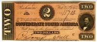 Framed Judah P. Benjamin $2 Paper Note (Confederate States of America)
