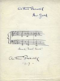 Autograph musical quotation, [Subtitle]: being 2 measures in piano-vocal score in E-flat major, 6/8 time, with the words "March! March! March!" written beneath