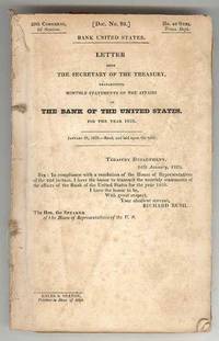 BANK UNITED STATES. Letter from the Secretary of the Treasury transmitting  Monthly Statements of the Affairs of THE BANK OF THE UNITED STATES,  for the Year 1828