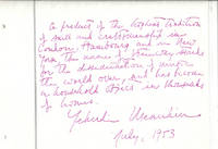 Signed tribute to Steinway & Sons. New York: 1953