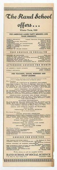 The Rand School Offers (Winter Term, 1939)