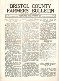 BRISTOL COUNTY FARMERS' BULLETIN, Vol. 16, No. 10, November 1933 BRISTOL COUNTY FARMERS' BULLETIN, Vol. 16, No. 10, November 1933