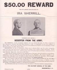 $50.00 REWARD FOR THE ARREST AND DELIVERY OF IRA SHERRILL, CHARGED WITH BEING A DESERTER FROM THE ARMY