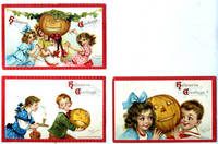 Halloween postcards including Hallowe'en Greetings by Frances Brundage; Hallowe'en, Listen, Little One! by O.U. Kid; Wishing You a Highly Entertaining Hallowe'en by Clapsaddle