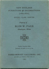 Fine American XVIII Century Furniture. January 26 and 27, 1945. [New England  Furniture & Decorations (1680-1820)]