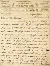 Autograph letter signed and dated September 1, 1899 expressing Woodward's wish to "get a banjo at once"