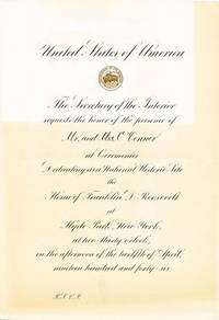 The Invitation To FDR’s Law Partner, Basil O’Connor, To Attend The Dedication Of The Franklin D. Roosevelt National Historic Site In Hyde Park