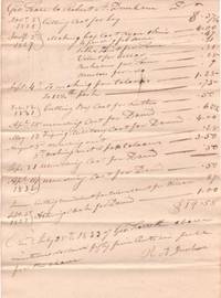 TAILOR'S HOLOGRAPH BILL TO GEORGE SCOTT FOR MAKING PANTALOONS, COATS, VESTS, AND MENDING CLOTHING FOR THE SCOTT FAMILY TAILOR'S HOLOGRAPH BILL TO GEORGE SCOTT FOR MAKING PANTALOONS, COATS, VESTS, AND MENDING CLOTHING FOR THE SCOTT FAMILY