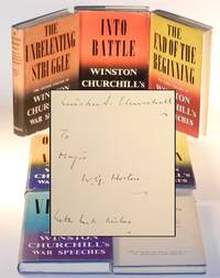 The War Speeches, seven volumes complete, with a wartime inscription from Churchill to his War Office photographer