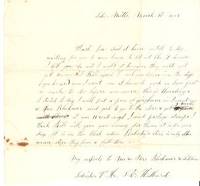 AUTOGRAPH LETTER SIGNED (ALS) to V.H. LODOISKER, WRITTEN AT LAKE MILLS [IOWA? WISCONSIN?], 10 MARCH 1855