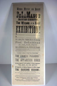 Unused broadside poster advertising a magic performance by De La Mano, "the Wizard of the East . . . the Autocrat of the World of Magic