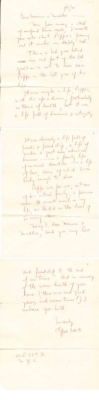 Odets Writes A Consolation Letter To The Blitzstein Family
