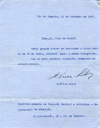 Typed letter signed and dated Rio de Janeiro, September 24, 1937