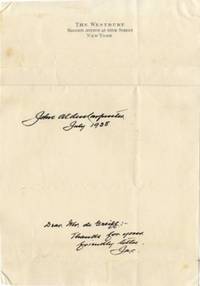 Autograph note signed to the Colombian musicologist Otto de Greiff