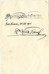 Autograph musical quotation signed and dated Bad Aussee, August 28, 1936. 