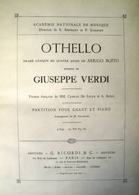 Othello [Subtitle]: Drame Lyrique en Quatre Actes de Arrigo Bo&iuml;to... Version fran&ccedil;aise de MM. Camille du Locle et A. Bo&iuml;to Partition pour Chant et Piano Arrangement de M. Saladino. [Piano vocal score]