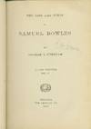 THE LIFE AND TIMES OF SAMUEL BOWLES;  Volume 2