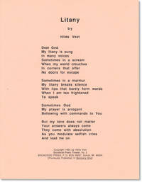 Broadside Poem: "Litany