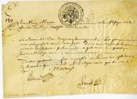 Manuscript document on vellum with the autograph signature "Marais,"