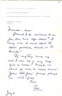 FREDERIC S CUSHING signed ltr ALS President Glencoe Press CIRCA late '60s FREDERIC S CUSHING signed ltr ALS President Glencoe Press CIRCA late '60s
