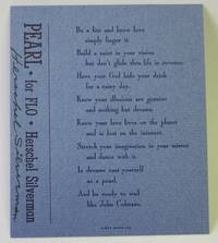 Pearl for Flo, SIGNED Poetry Broadside