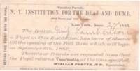 VACATION PERMIT: N.Y. INSTITUTION FOR THE DEAF AND DUMB, VACATION PERMIT: N.Y. INSTITUTION FOR THE DEAF AND DUMB,