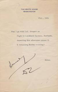 President Eisenhower Gives His Secretary Permission To Fly On The Presidential Plane The Columbine.  It Is Accompanied By A Paper Related To One Of Its Flights, Including The Instructions That “The President, By Custom, Is The Last Member Of The Official Party To Board His Airplane Before Take-Off, And The First To Leave After Landing”