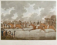 Sacripant by Rockingham. The property of The Honble. J W Coventry, beating Mr Whaley's Tuneful & Mr. Ladbroke's Chuckle, over Epsom Odds at starting 10 to 1 against Sacripant after the Start, 2 to 1 on him, Sacripant was rode by Mr Samuel Barnard, Tuneful by Mr W Cliff & Chuckle by Mr Dennis Fitzpatrick