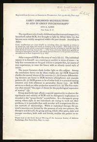 Early Childhood Recollections as Aids in Group Psychotherapy