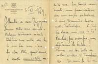 Autograph letter signed to Ingegnere