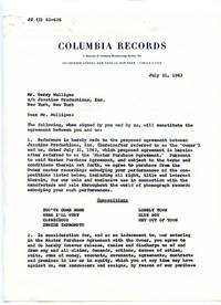 Gerry Mulligan Signed Original Recording Agreement