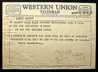 TWO TELEGRAMS SENT TO ALEXANDER GIRARD ANNOUNCING THE DEATH OF EERO SAARINEN