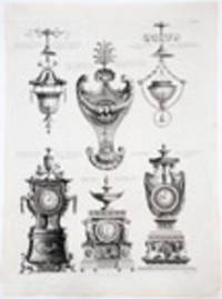 Various Furnishings, Including Decorative Clocks, an Ornamental Knocker, and Two Hanging Lights