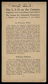 The L.I.D. on the Campus. Suggestions of the Intercollegiate Department of The League for Industrial Democracy to Members and Sympathizers in the Colleges