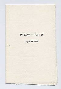 W.C.W.-F.H.W. April 18. 1959: To Be Recited to Flossie on Her Birthday